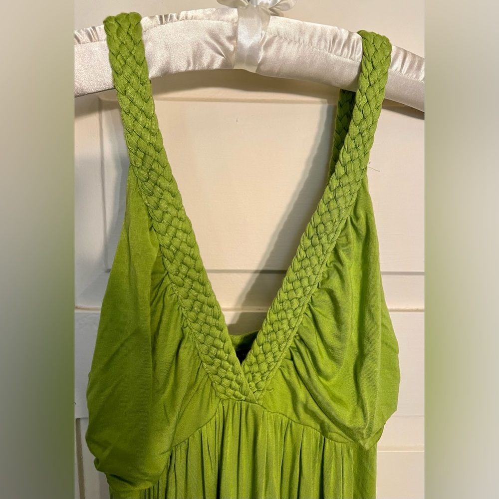 Chartreuse maxi dress.
